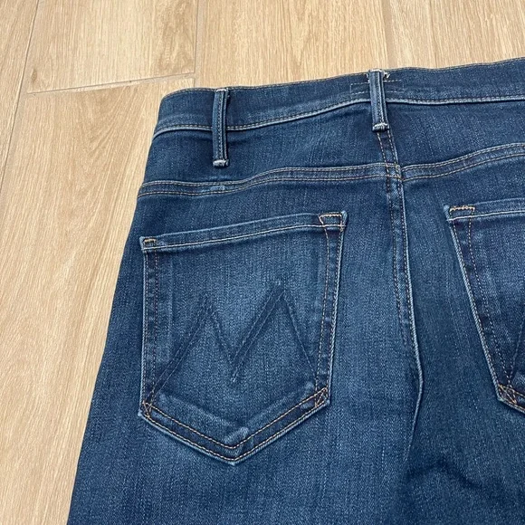 Mother The Hustler Roller Heel High Waisted Wide Leg 70’s Blue Jeans 33” Sz 26/4 - Picture 12 of 16